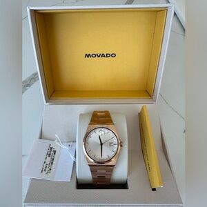 Movado Bold Rose Gold Watch with White Accents NWT